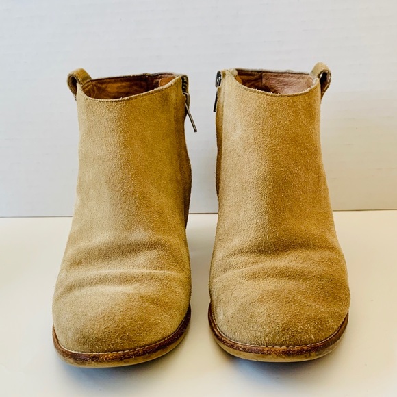 Madewell Tan Suede Booties with Stacked Heel 7.5 - Picture 2 of 8